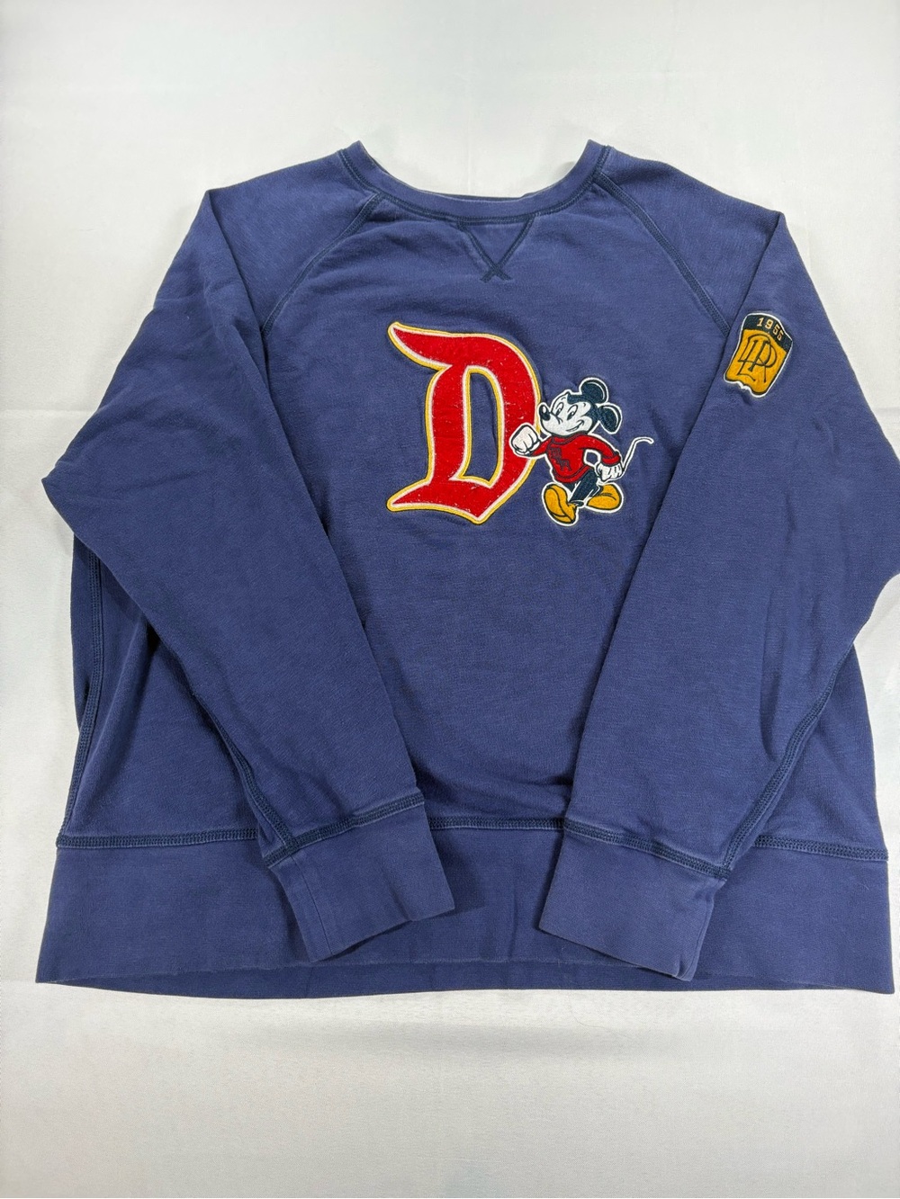 Disney Mickey Mouse Varsity Sweatshirt Men’s XL Blue Embroidered - Picture 1 of 7
